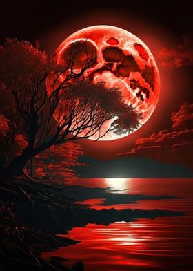 Red moon forest dark