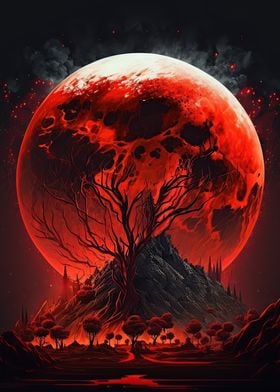 Red moon forest dark