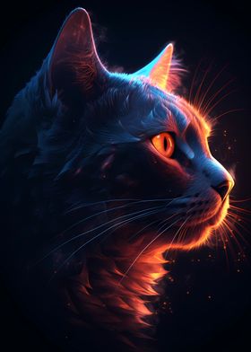 Colorful Neon Cat 2