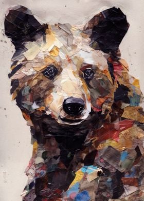 Bear Portrait Torn Paper