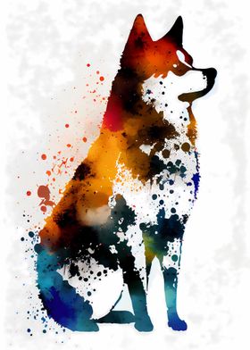 Akita Inu Colorful Abstrac