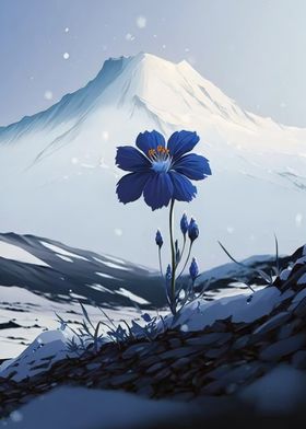 Blue flower in mountains