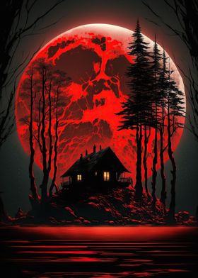 Red moon forest dark