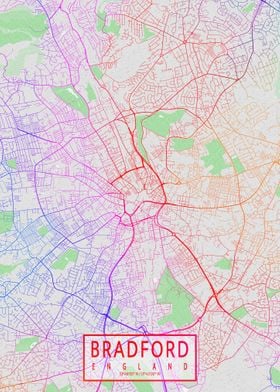 Bradford City Map Colorful