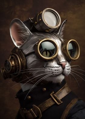 Goggled Steampunk Cat