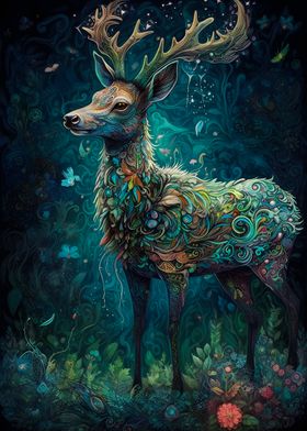 Deer Floral 