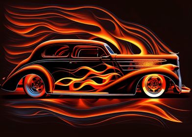 classic car flames