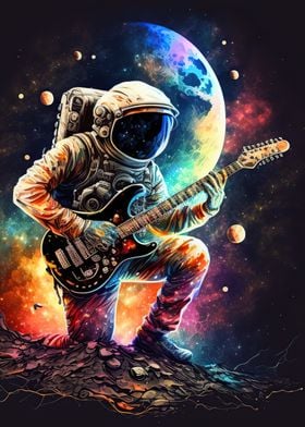 Astronaut playing guitar