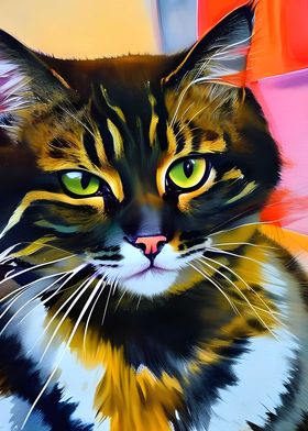 Vibrant Watercolor Tabby