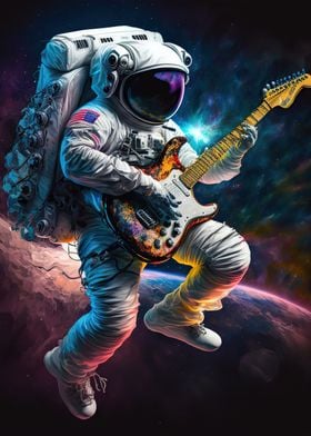 Astronaut playing guitar