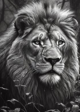 BW Lion Illustration