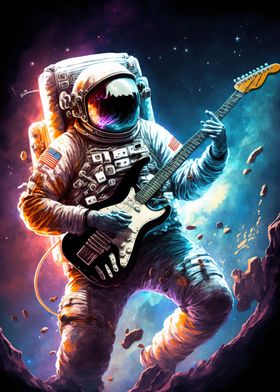 Astronaut playing guitar