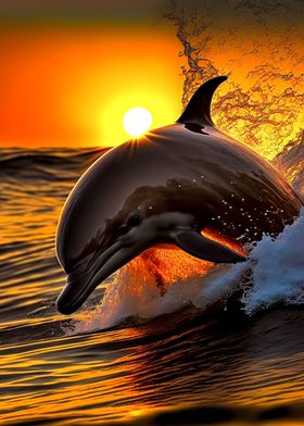 Dolphin surfing