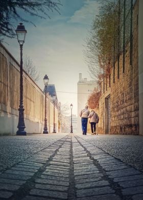 senior couple walking