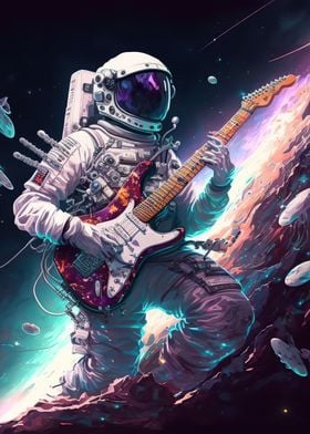 Astronaut playing guitar