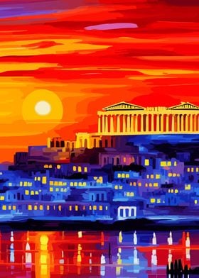 Athens At Sunset Cool Art