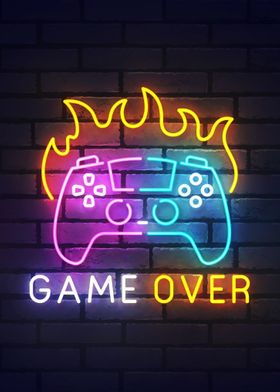 Game Over Neon Gaming