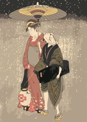 Geisha on WInter Stroll