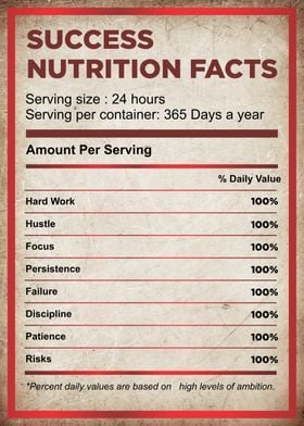 success nutrition facts