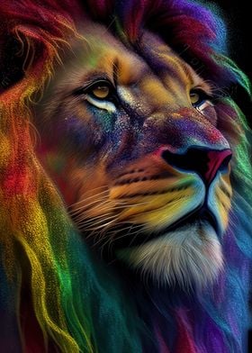 Colorful Lion Animals