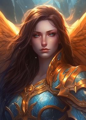 Angel in Blue Golden Armor