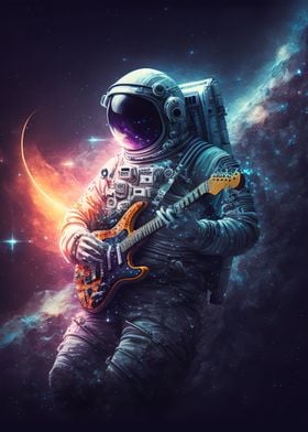 Astronaut playing guitar