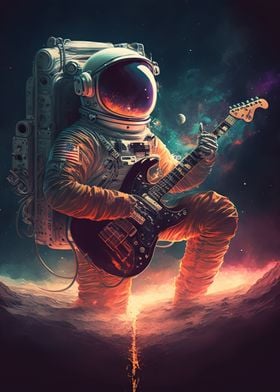 Astronaut playing guitar