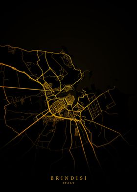 Brindisi City Map Gold