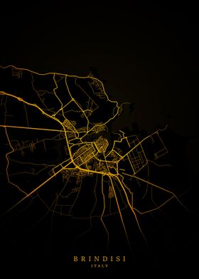 Brindisi City Map Gold