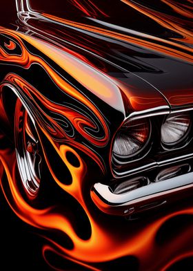 Abstract Muscle Car Flames