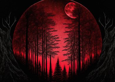 Red moon forest dark