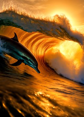 Dolphin surfing