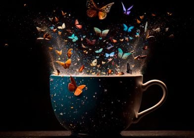 Cup colorful butterflies 