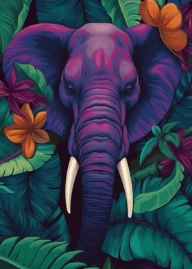 Floral Surrealism Elephant