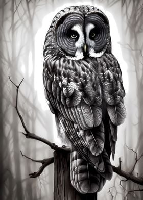 Great Gray Owl Painting