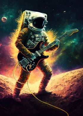 Astronaut playing guitar