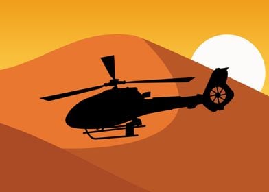 Helicopter in the desert
