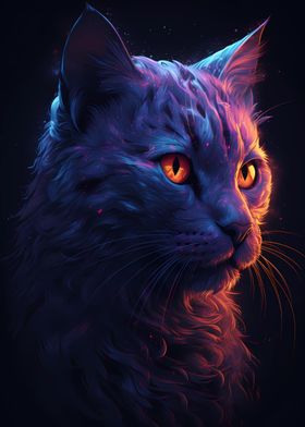 Colorful Neon Cat 3