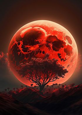 Red moon forest dark