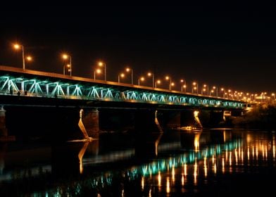 Warsaw bridge at night