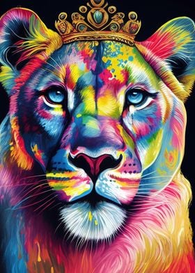 Colorful Lioness Animals