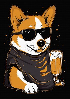 Cool Corgi Dink Beer