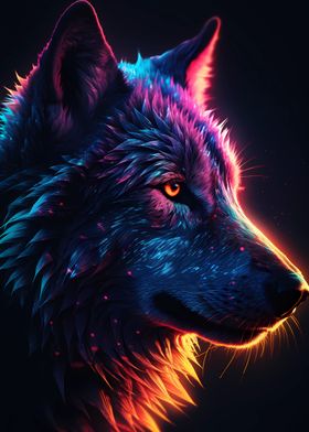 Colorful Wolf Portrait 13