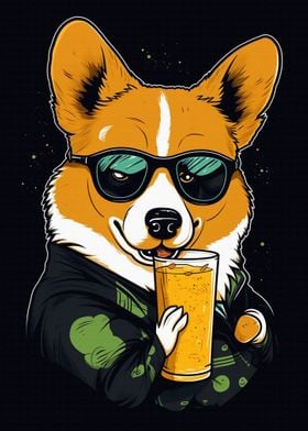 Cool Corgi Dink Beer