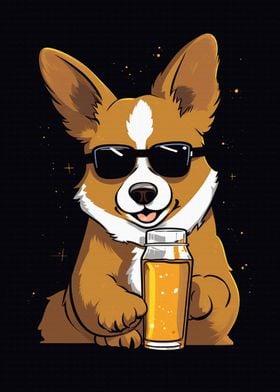 Cool Corgi Dink Beer