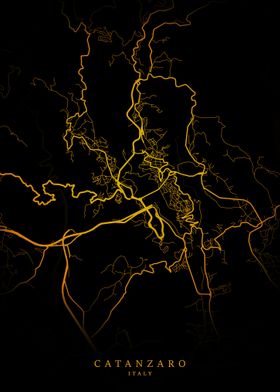 Catanzaro City Map Gold