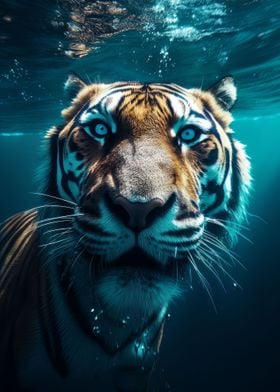 Funny Underwater Tiger