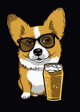 Cool Corgi Dink Beer