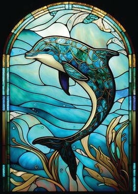 Dolphin Stained Glass 