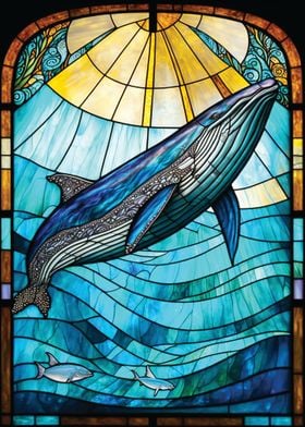 Blue Whale Stained Glass 